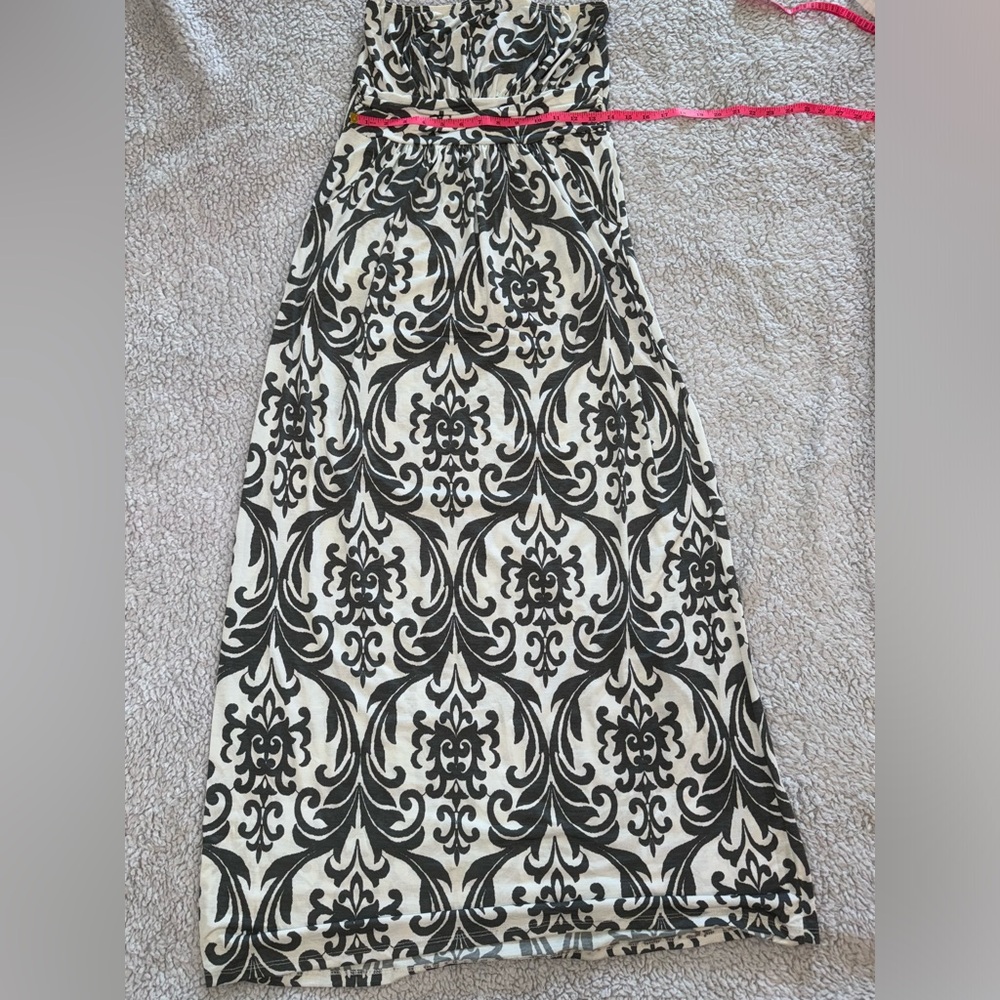 Elegant Dark Gray and White Maxi Dress. NWOT